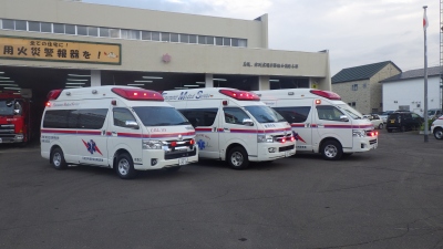 美幌消防署に配備されている3台の高規格救急自動車